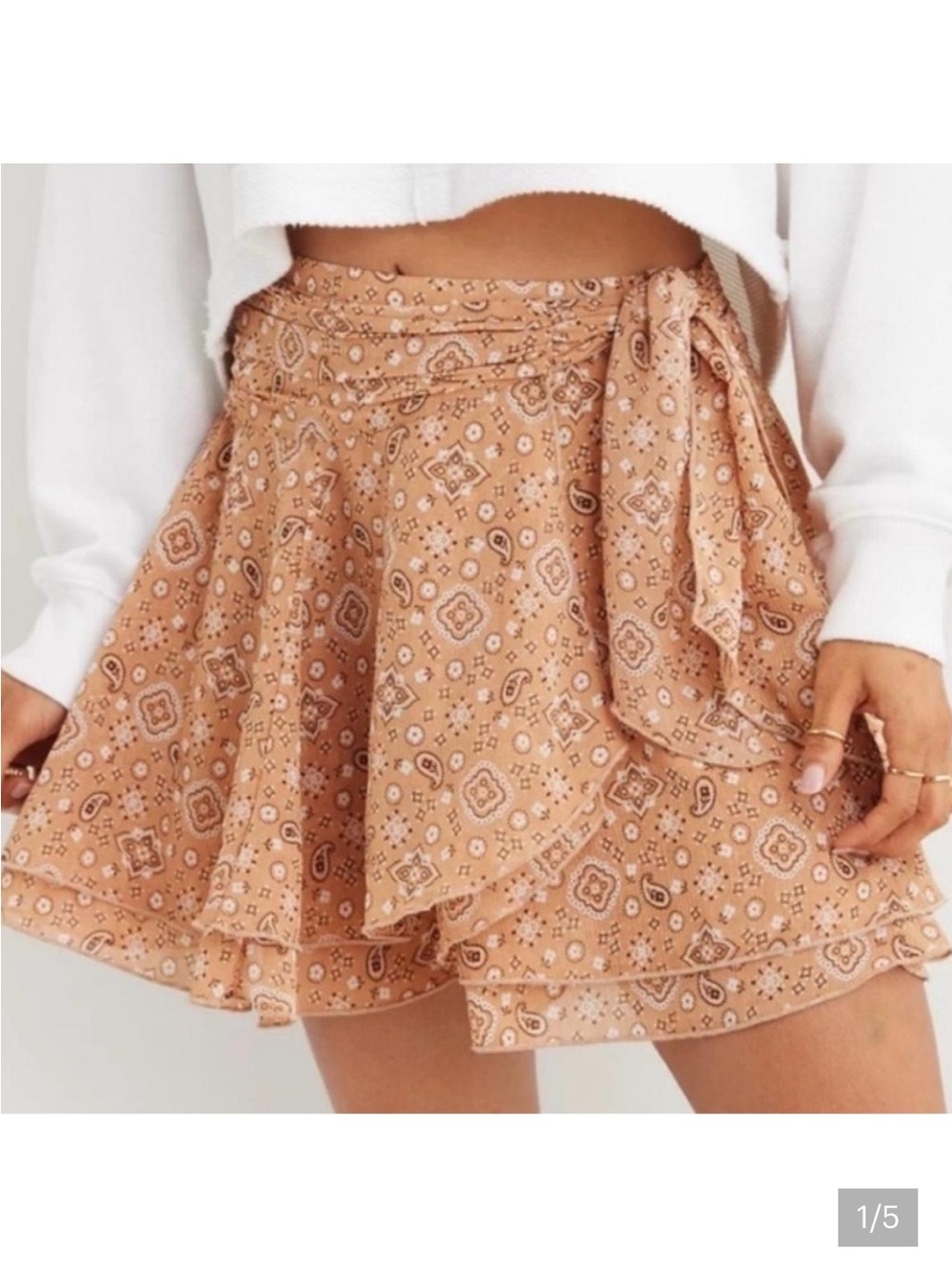 NWT Aerie Tan Bandana Print Wrap Skirt